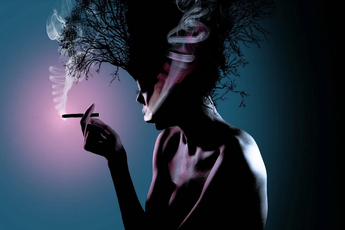 

girl smoking with cool hair style PDM506 fabric poster custom print (frame available) for wall decor room decor home decoration