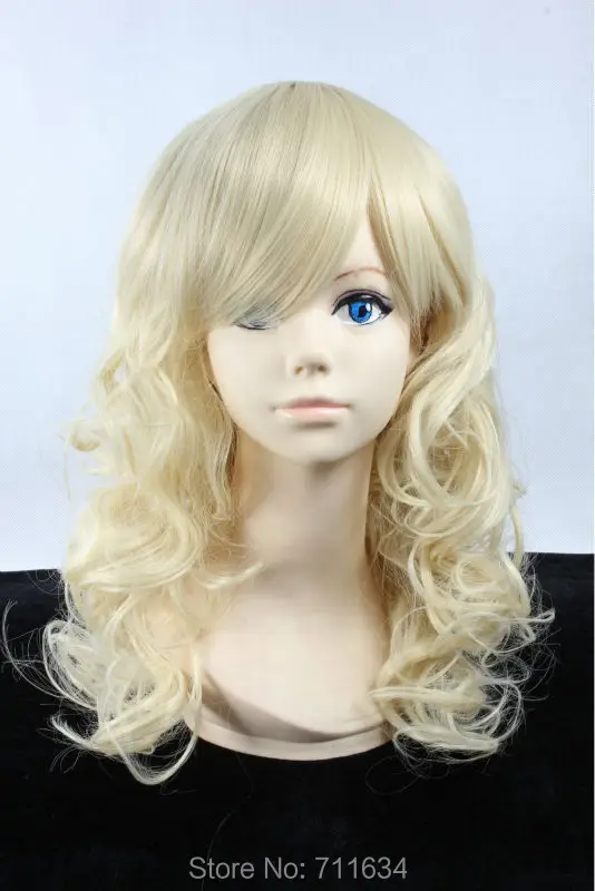 43 см Золотой Свет Волны Половина Длинные Термостойкость Волокон Косплей Парик