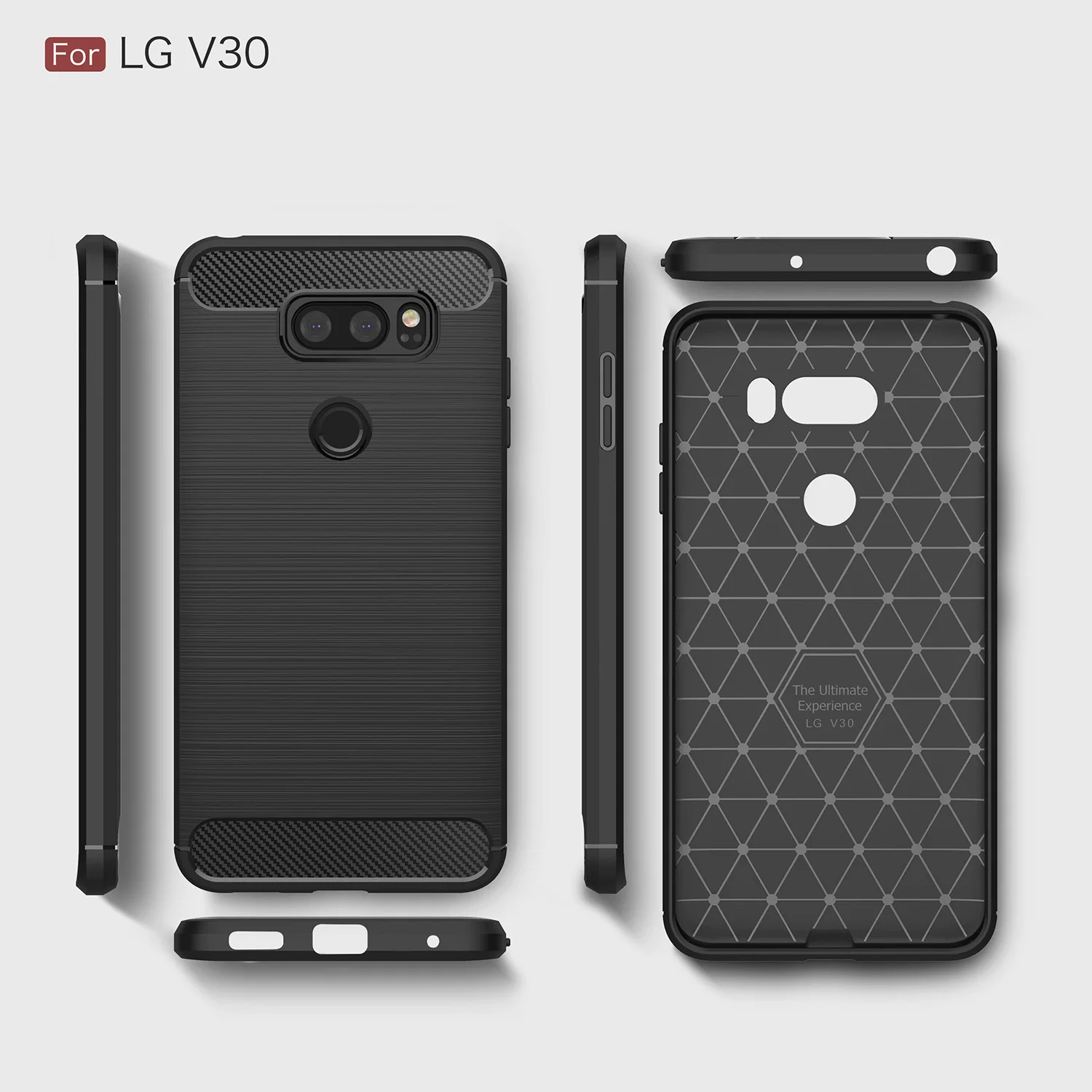 UPaitou for LG V30 Case Ultra Slim Thin Carbon Fiber Cases Scratch Resistant Shock Absorption Soft TPU Cover V30+ |