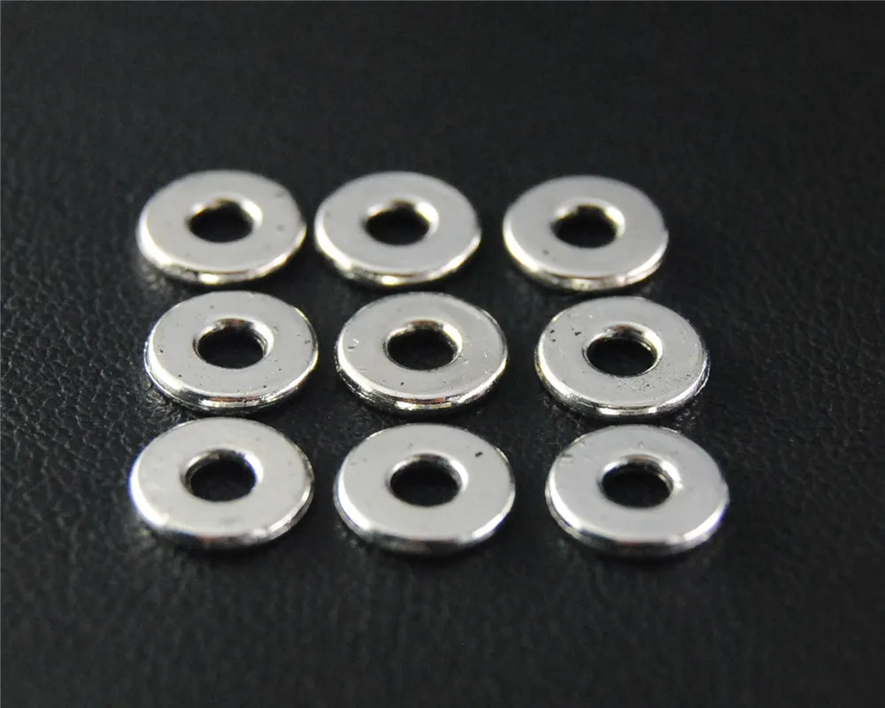 

20pcs Silver Color Flat Spacer Beads Round Charm Handmade Charms Pendants Jewelry Findings 1.5X8mm A2097