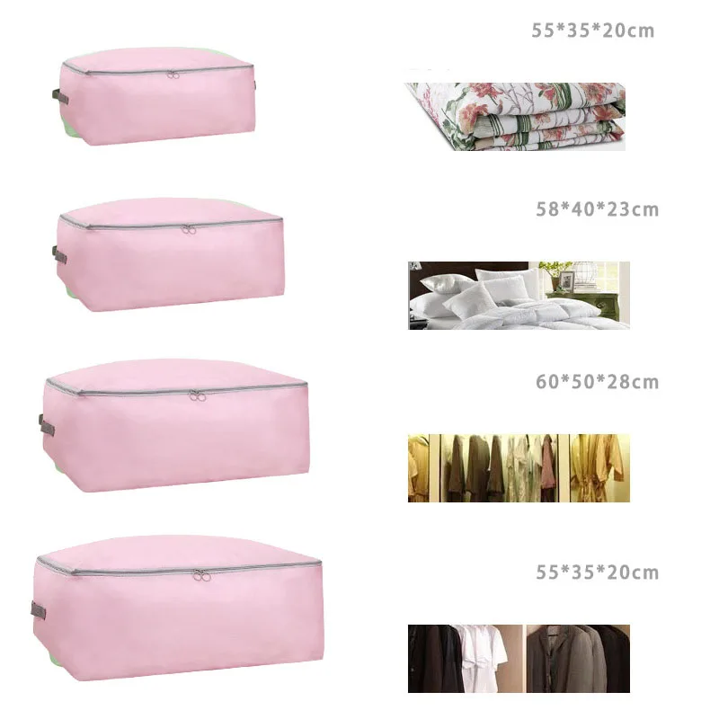 4pcs Pink 4 шт./компл. Складная Сумка-хранилище Антибактериальный Стёганое Одеяло Одежда Шкаф для одежды шкаф для хранения коробки для носков игрушка разное Органайзер для сумки - Цвет: 4pcs Pink