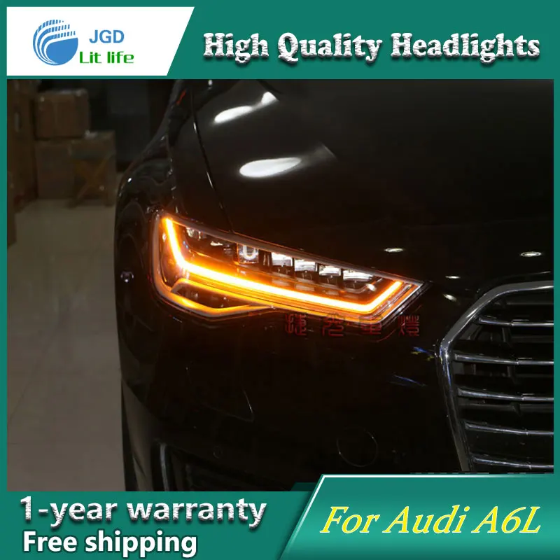 Автомобильный Стильный чехол для Audi A6L A6 фары 2012- фары светодиодный DRL Объектив двойной луч HID