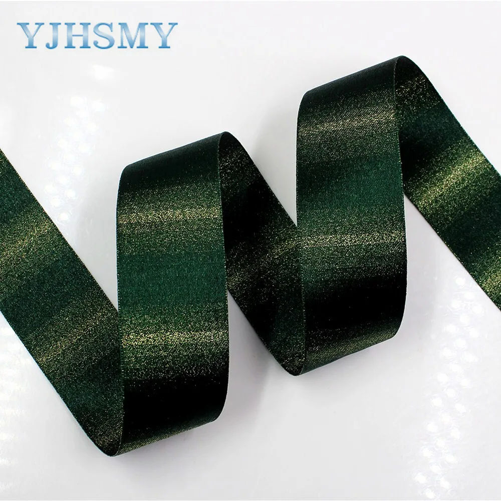 YJHSMY 1712282, 38 мм, 10 ярдов, Золотая проволока, двухсторонняя одноцветная лента, печатная лента, свадебные аксессуары, сделай сам материал