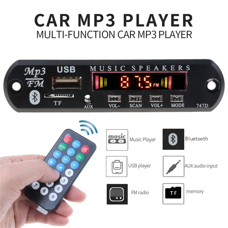 Беспроводной Bluetooth 12 в MP3 WMA декодер плата аудио модуль TF USB FM радио для автомобиля