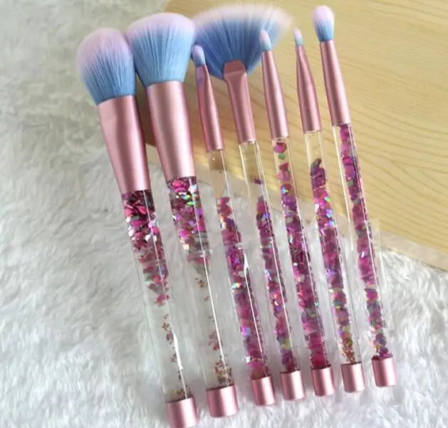 Pink handle bluehair VERONNI Профессиональные кисти для макияжа для Для женщин шерстяного волокна волос с принтом зыбучих песков с украшением в виде кристаллов и щетки для волос комплект 150 компл./лот DHL - Handle Color: Pink handle bluehair