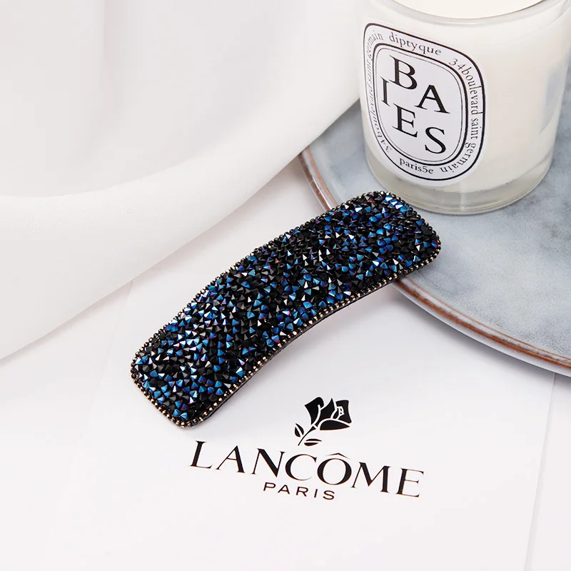 dark blue rectangle Новые женские роскошные полностью Кристальные капли прямоугольные овальные шпильки элегантные повязки для головы заколки для волос модные аксессуары для волос - Цвет: dark blue rectangle