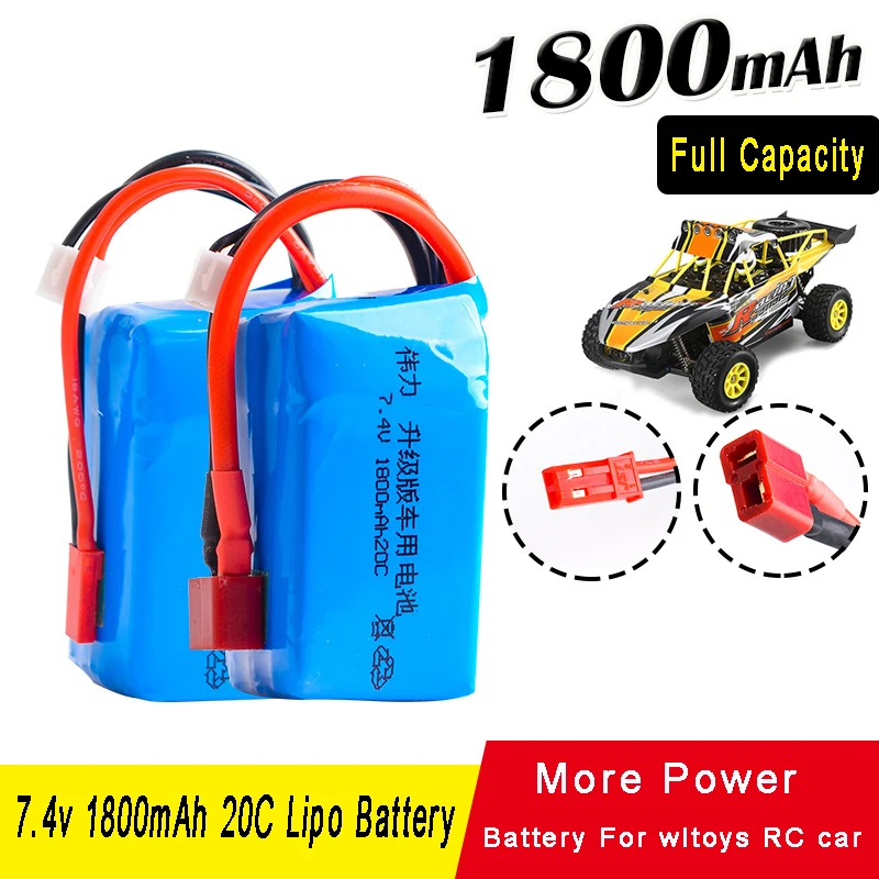 Литий-полимерный аккумулятор 2S 2 шт. литий-полимерный 7 4 В 1800 мАч 20C макс. 40C для Wltoys