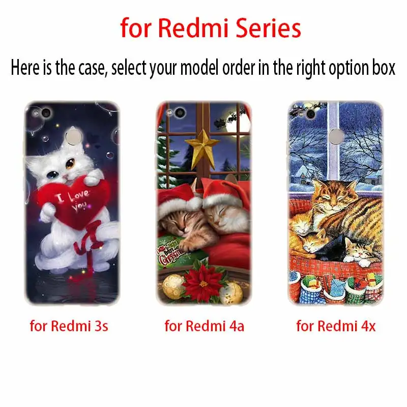 Силиконовый прозрачный чехол с рождественским котом для Xiaomi Redmi Note 10 9 8 7 6 5 Pro Max 9T 8T