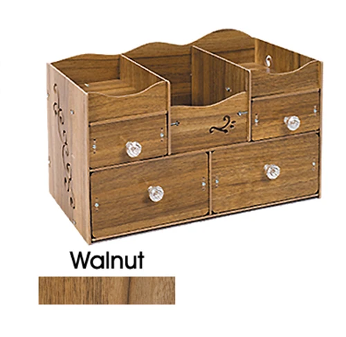 Walnut HECARE деревянный органайзер для макияжа с выдвижными ящиками, современный самодельный чехол для косметики - Цвет: Walnut