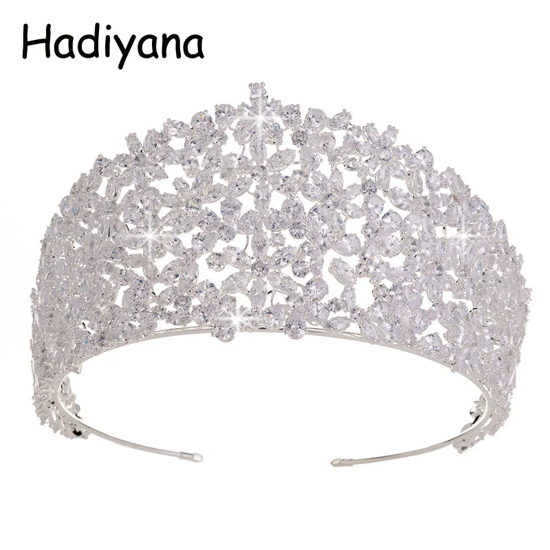 Hadiyana Luxury Bridal Flower Style Crown Hot Selling Women Tiara Wedding Engagement Jewelry Hair Ornaments Crowns HG6054