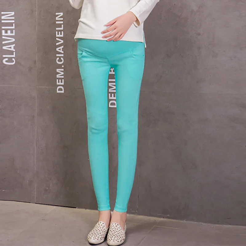 Candy Green Одежда для беременных; яркие Леггинсы для беременных женщин; Брюки с карманами; Хлопок; большие размеры; Лидер продаж; скидка 25 - Цвет: Candy Green