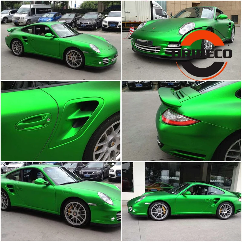 50 см * 200 см/300 Apple Green матовая металлическая Автомобильная виниловая пленка с