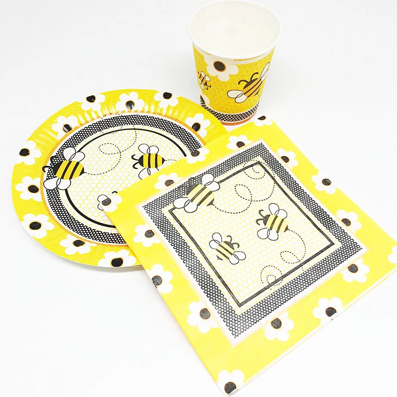 60 шт бабочка пчела тема одноразовая посуда набор одноразовые тарелки салфетки