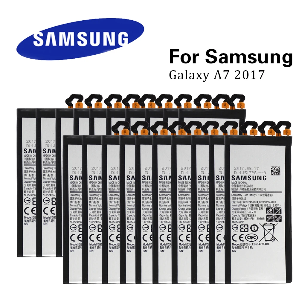 

20Pcs/Lot Original Batteries EB-BA720ABE For Samsung Galaxy A7 2017 Edition A720 A720F SM-A720 3600mAh Wholesale