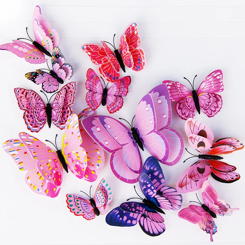 12 шт. 3D DIY двойной слой магнит-бабочка на холодильник магниты для кухни холодильники для костюма для детей украшения дома