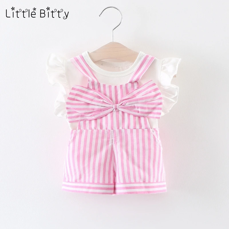 Little Bitty/2017 г. Летний комплект для маленьких девочек детская одежда футболка с