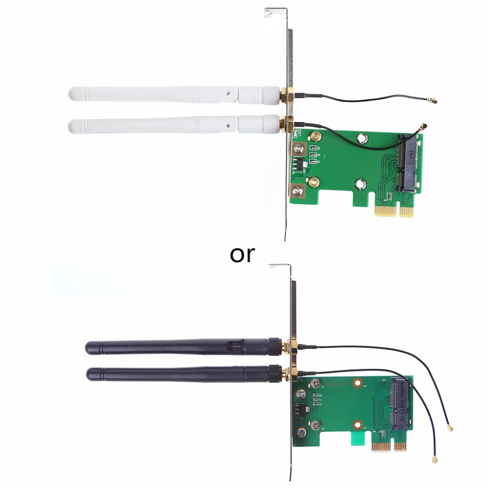 Беспроводная сетевая карта Wifi Mini PCI E к 1X настольный адаптер + 2 антенны|Сетевые