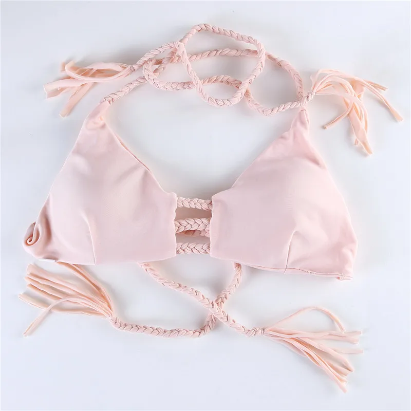 Бразильский Сексуальная Бинты Swimwear Пляжа Светло-Розовый Купальники Push Up Бикини