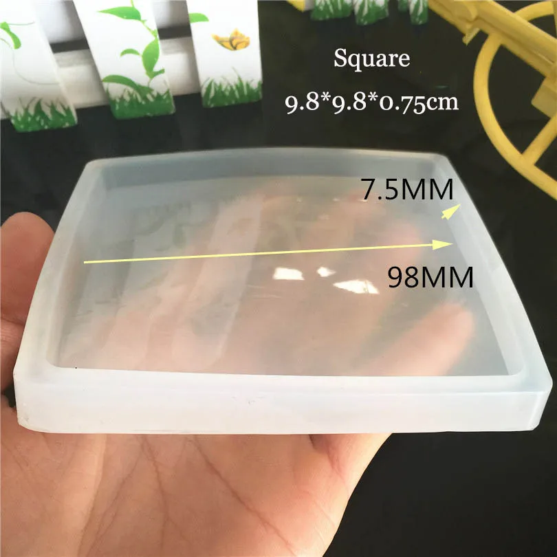 9.8x9.8x0.75cm Силиконовая форма для бетона, силиконовая форма для чашки чая, форма для поддона, форма для поддона, пластырь - Цвет: 9.8x9.8x0.75cm