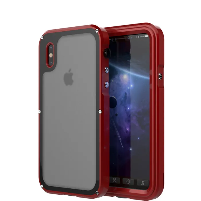 Red HAISSKY IP 68 водонепроницаемый чехол для телефона для Apple iPhone X 4 цвета противоударный грязеотталкивающий чехол для дайвинга для iPhone X Металлический Чехол - Цвет: Red