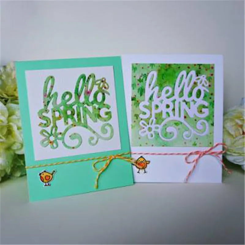Hello Spring Letter Metal Cutting Dies for Scrapbooking New 2019 Die Cuts Card Making Fustelle Cut Stitch Craft | Дом и сад