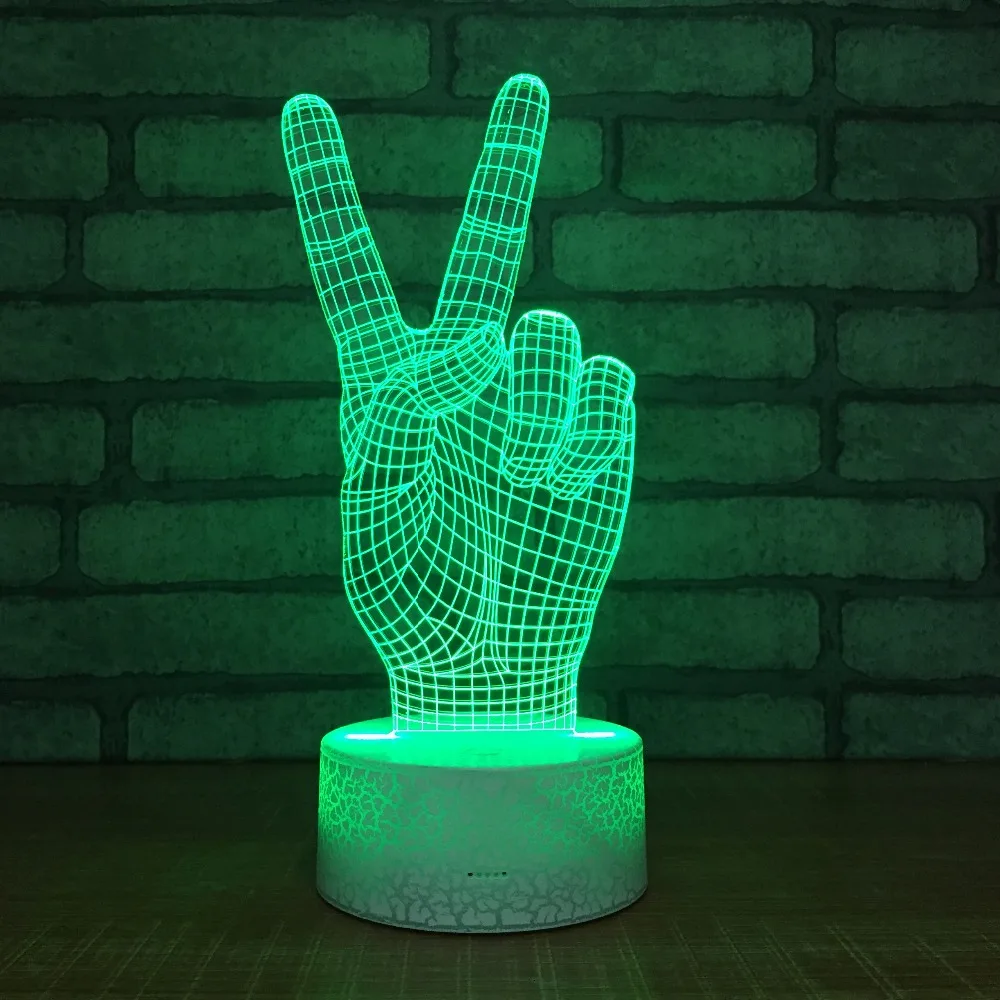 Новинка жесты да Форма 3D настольная лампа 3d ночные светильники LED USB 7 видов цветов