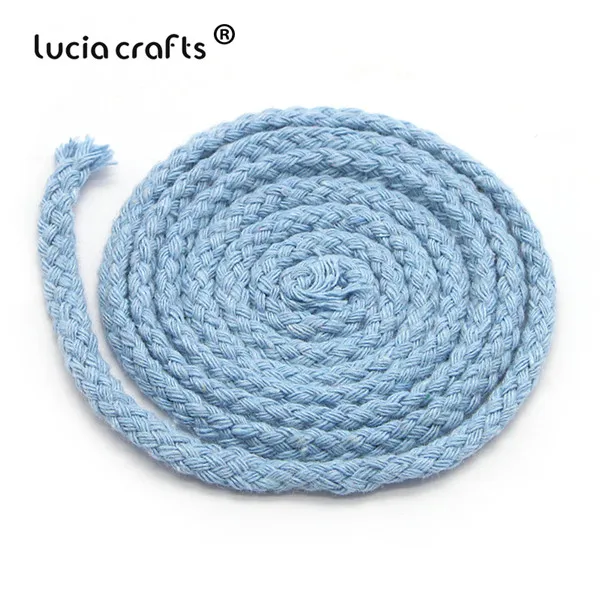 C13 Sky blue 5m Lucia crafts, 5 м/22 м, разноцветные хлопковые шнуры, плетеная веревка, декоративный шнурок, шнурок, DIY, аксессуары для дома ручной работы W0210 - Цвет: C13 Sky blue 5m
