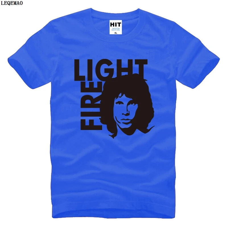 Summer Funny The Doors Light my Fire Printed T Shirts Men Cotton Short Sleeve Rock Band Jim Morrison Men's T-Shirt Fashion Tees | Мужская