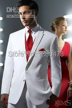 2016-смокинги жениха на заказ белые две кнопки Лучший человек жених мужские