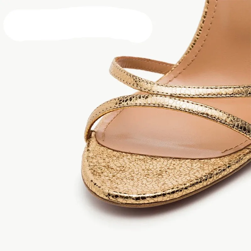 COCOAFOAL/золотистые серебристые женские Босоножки с открытым носком большие