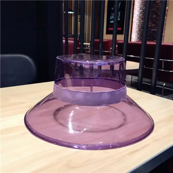 GETSRING Women Hat Summer Hats For Women Pvc Transparent Flat Top Visor Beach Hats Woman Balck White Ribbon Fashion Leisure - Цвет: Purple