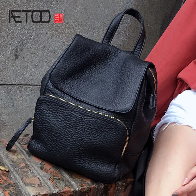 AETOO Новый Дикий рюкзак из яловой кожи большой емкости сумка на плечо женская