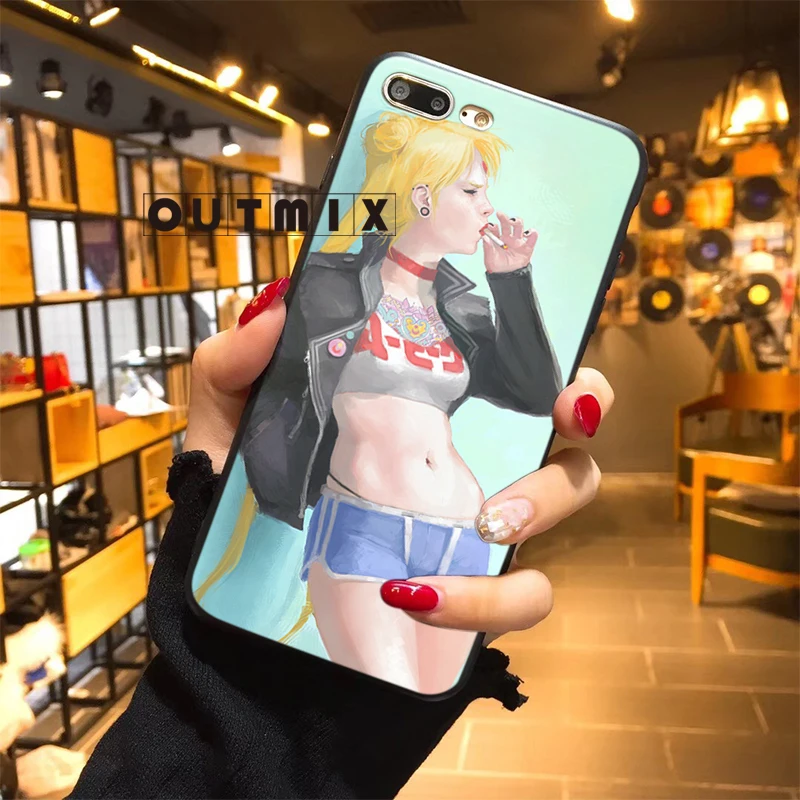 OUTMIX аниме Сейлор Мун Chibimoon телефон Мягкий силиконовый чехол для iphone 5 6 7 8 PLUS X Fundas