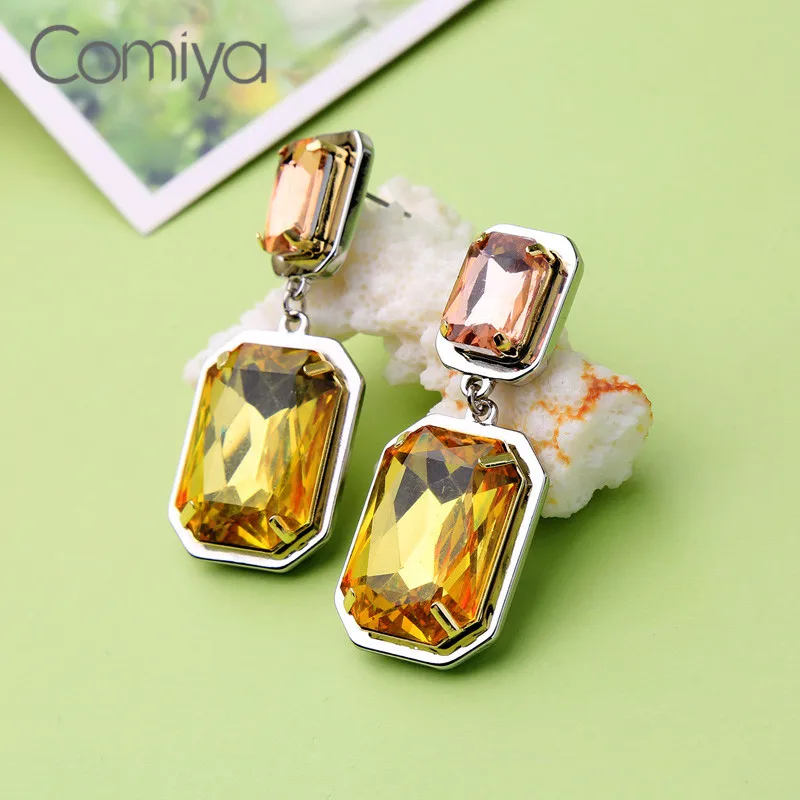 Comiya Dangle Earrings For Women Long Geometric Glass Mosaic Drop Earring Feminino Fashion Accessories Jewelry Wholesale | Украшения и