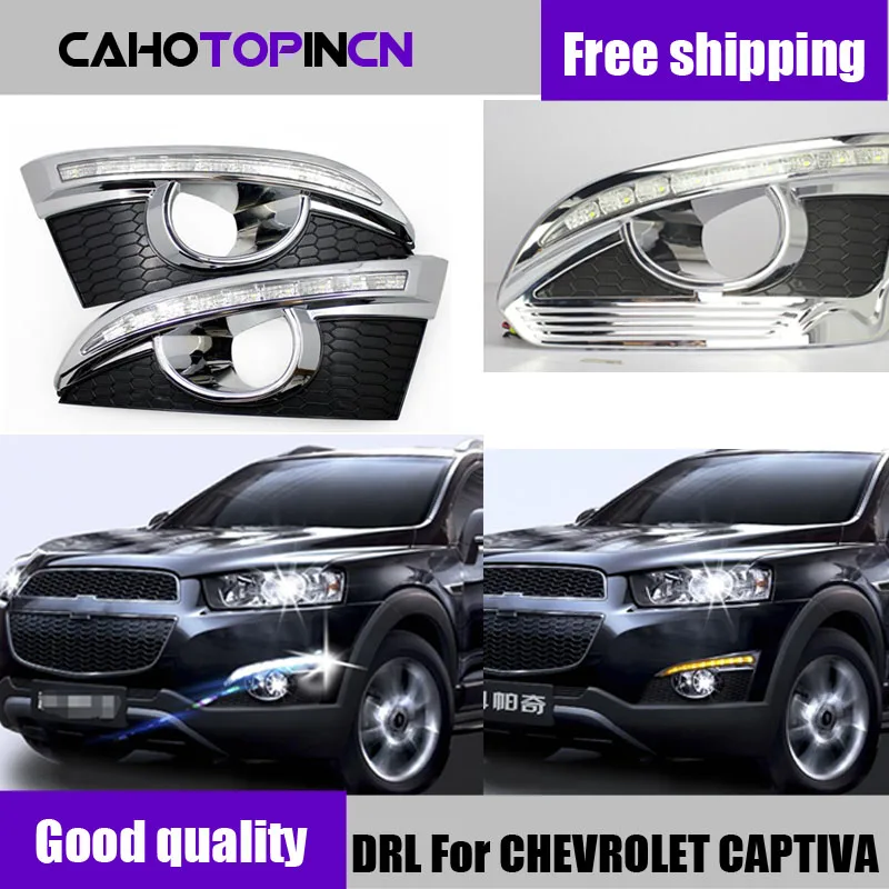 DRL для CHEVROLET CAPTIVA 2011- реле сигнала поворота автомобиля-Стайлинг 12 В светодиодный дневные ходовые огни с отверстием для противотуманной фары