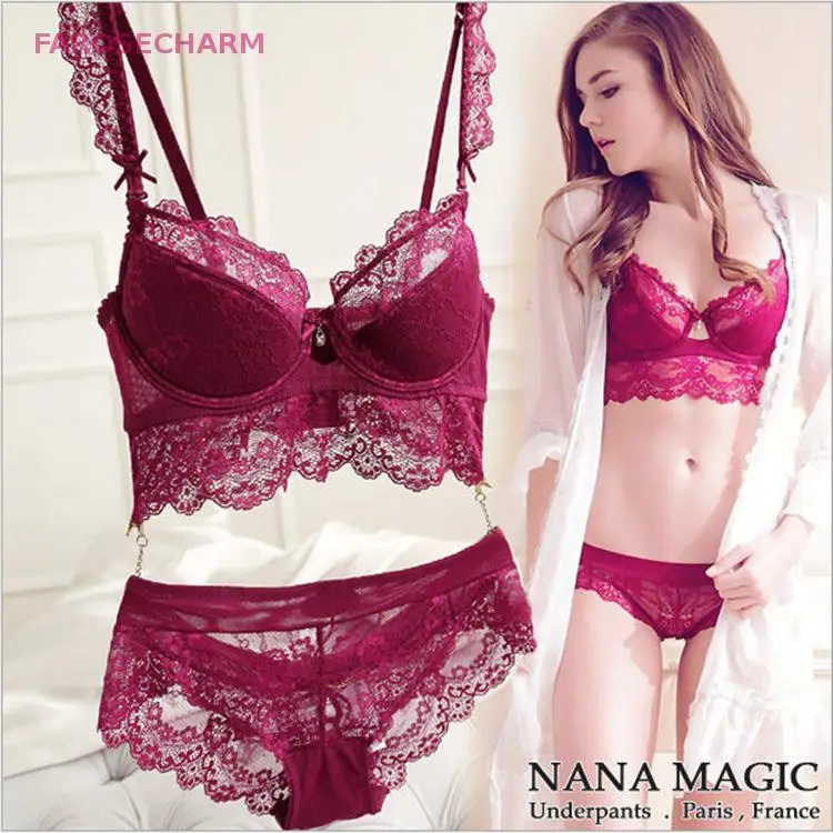 2017 New Arrival Three Quarters(3/4 Cup) Underwire Lace Solid Sexy Bra &amp Brief Sets Underwear Women | Женская одежда
