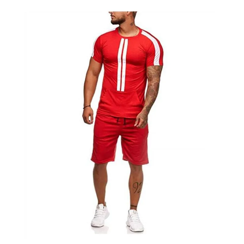 Мужской модный костюм в полоску повседневный удобный дышащий спортивный стиле