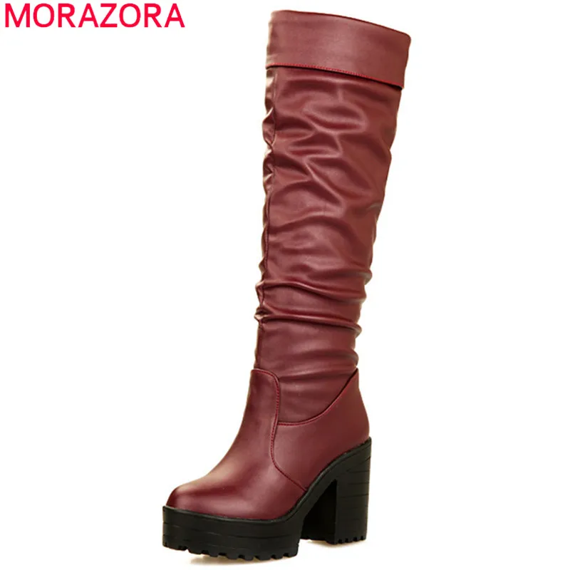 MORAZORA/2020 Лидер продаж Сапоги на платформе и высоком каблуке Женские сапоги до