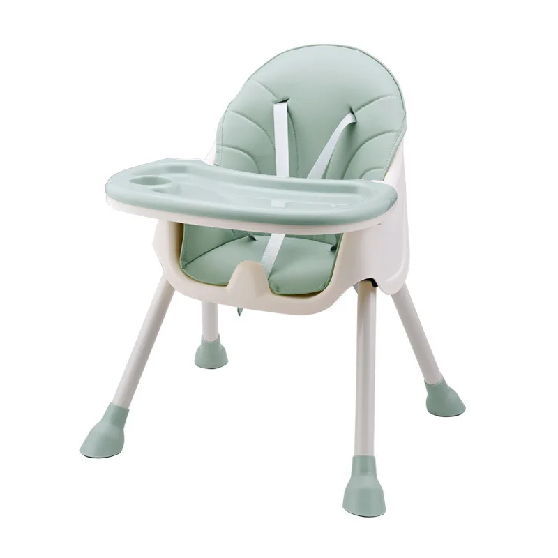 PP Material Safety Children's Dining High Chair Adjustable Foldable Seat Multi-function Portable Baby Feeding Chair For Babies - Цвет: Зеленый
