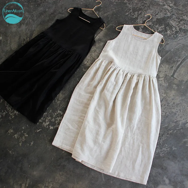 LinenAll Оригинальное женское французское простое крутое платье из 100% льна