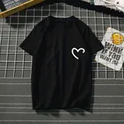 Женская футболка с коротким рукавом, черная или белая хлопковая Футболка с принтом для влюбленных, лето 2019