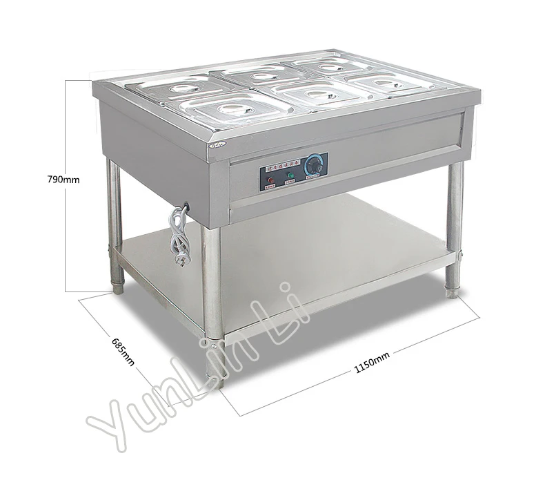 220V Desktop Six Basin Electric Thermal Warm Soup Pool Soup Stove Insulation Machine enlarge