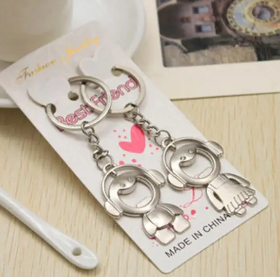 

200pcs=100pair Bride And Groom Couple Keychain Lover Key Chain Keyring Alloy Wedding Gifts For Guest SL5002