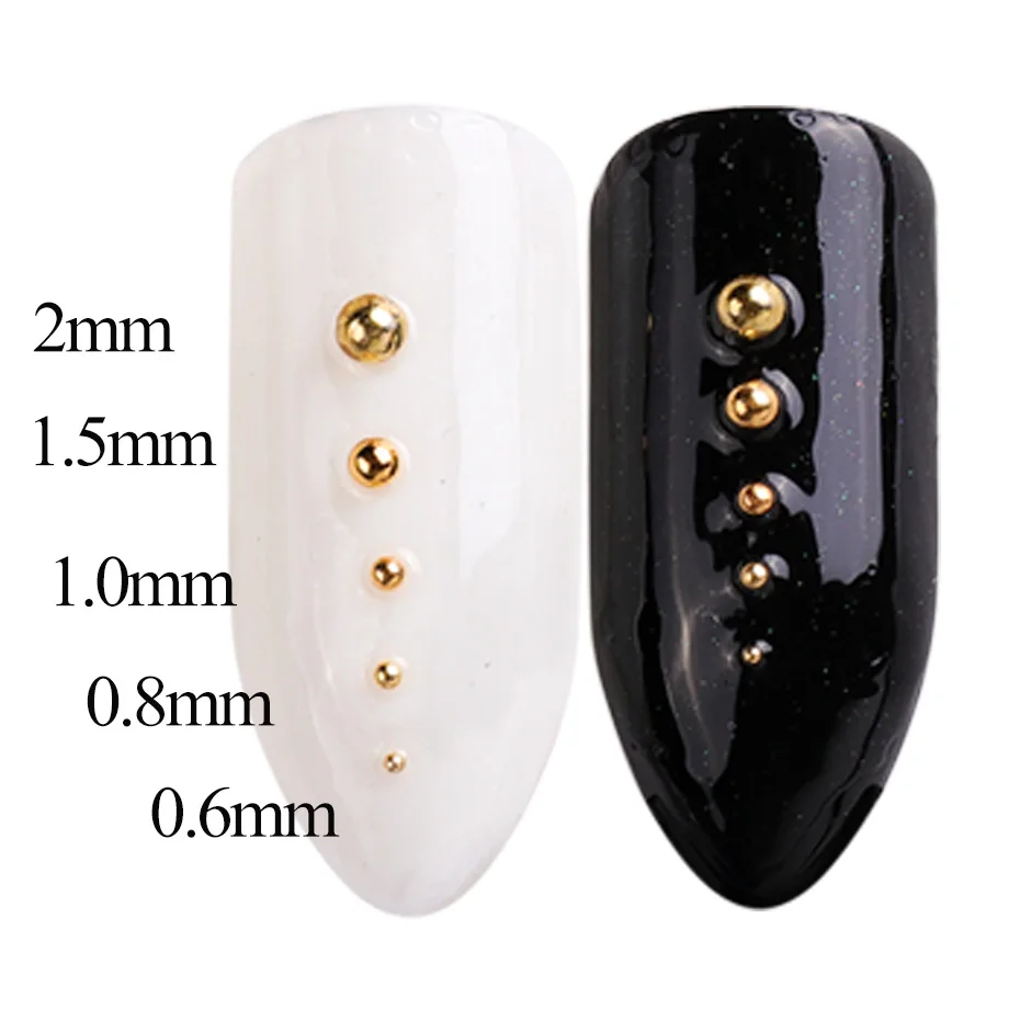 Стальные Бусины в 1 коробке искусственное украшение для ногтей 0 6/0 8/1/1 5/2 мм