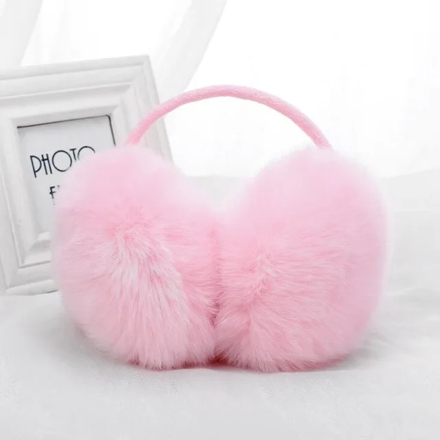 E001 Pink Теплые наушники унисекс для взрослых и детей; Теплые Меховые Наушники унисекс; Зимние теплые наушники для девочек; теплые меховые наушники; круглая повязка на голову - Цвет: E001 Pink