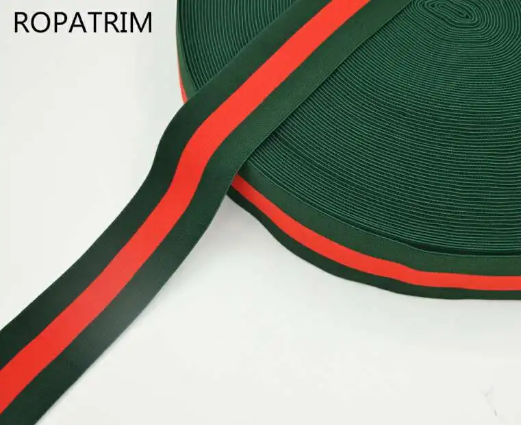 Green red green 10 ярдов размер 5 см зеленый красный зеленый в полоску эластичная модная поясная лента швейная тесьма для одежды эластичная лента DIY аксессуары - Цвет: Green red green