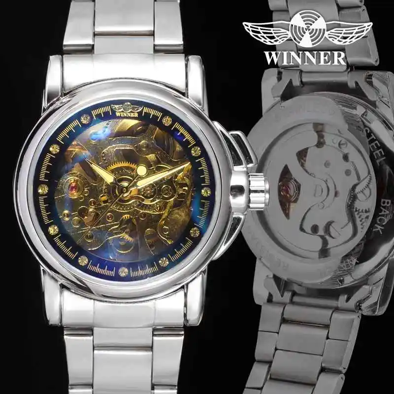 Часы WINNER женские деловые автоматические механические с ремешком из стали 0167B|box