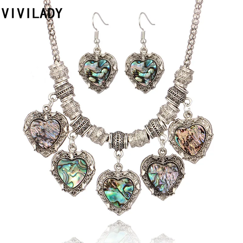 VIVILADY Модные Ювелирные наборы ручной работы в виде ракушки сердца винтажные