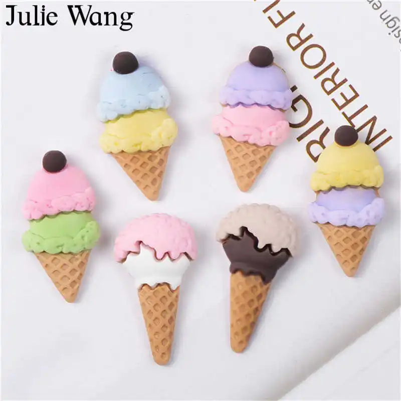 Julie Wang 10 шт. Смешанные Подвески из смолы для мороженого искусственная еда