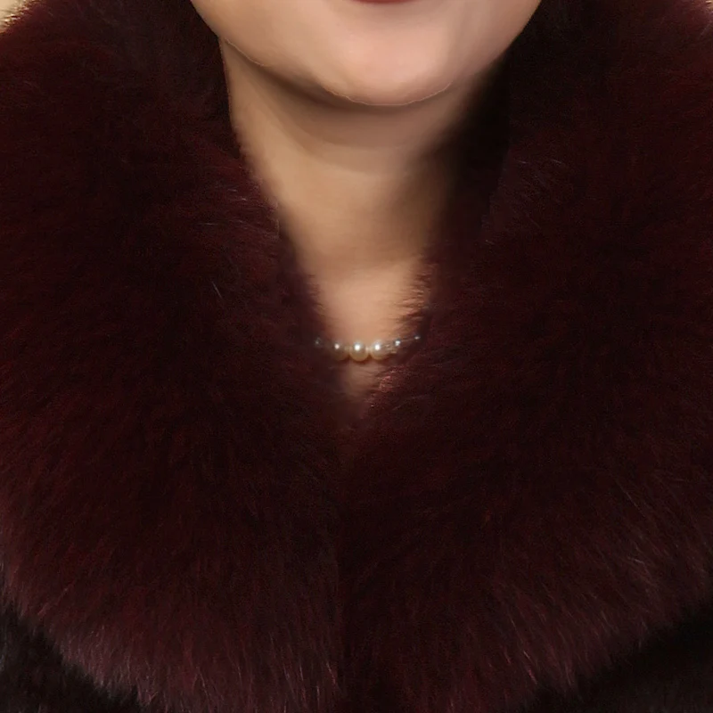 

Plus size M - 6XL natural rabbit fur jackets women real fox fur collar women's winter slim waist genuine fur coats outerwear